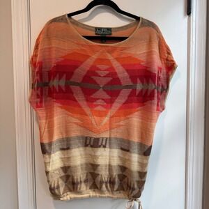 Lauren Ralph‎ Lauren Active Knit Top Southwestern Geometric size Large